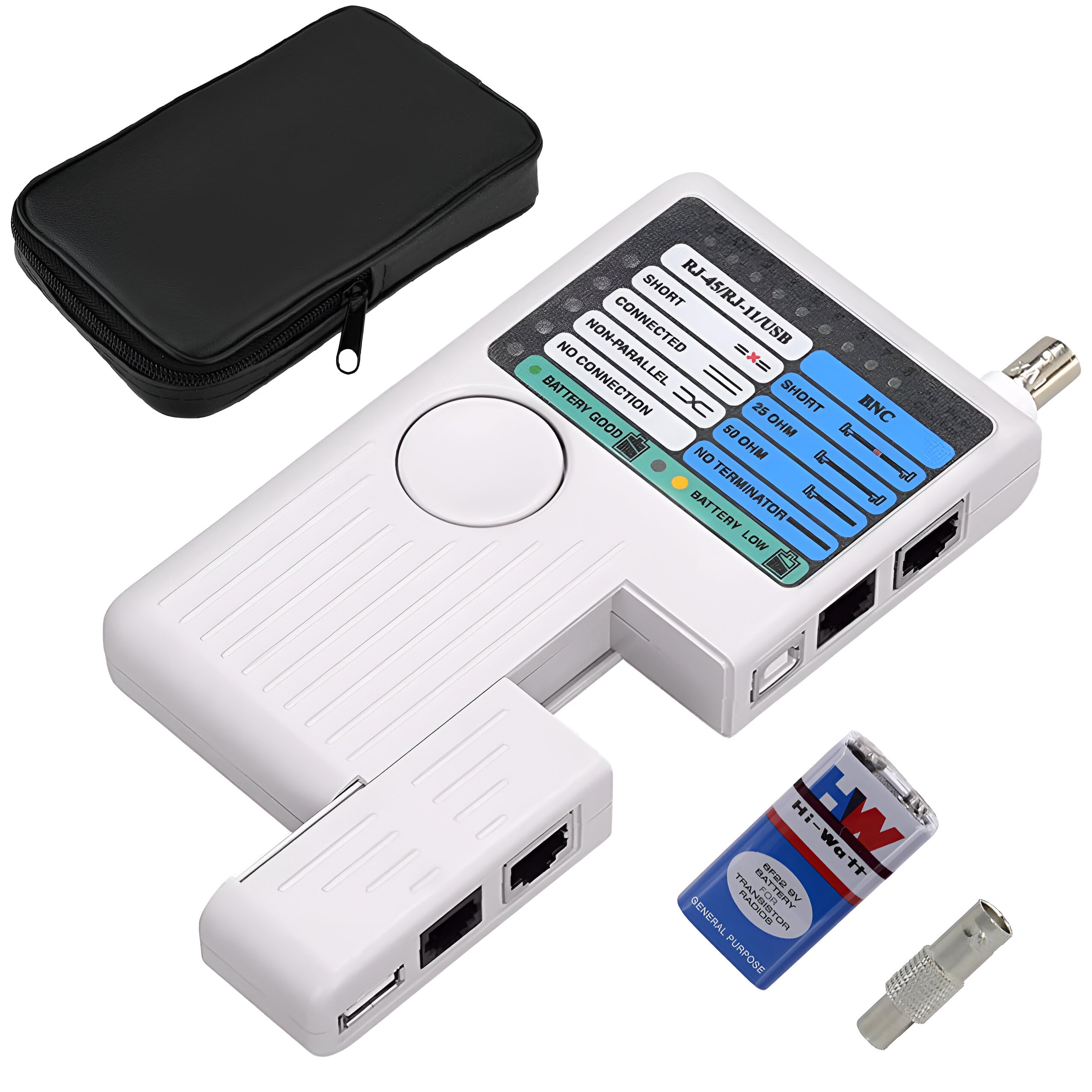 CP-Tech 4 In 1 Remote Cable Tester RJ45, RJ11, USB and BNC LAN Network Cable Cat5 Cat6 Wire Tester for UTP STP Telephone LAN Cables Tracker Detector Tool. (Tester+Battery)-image-23