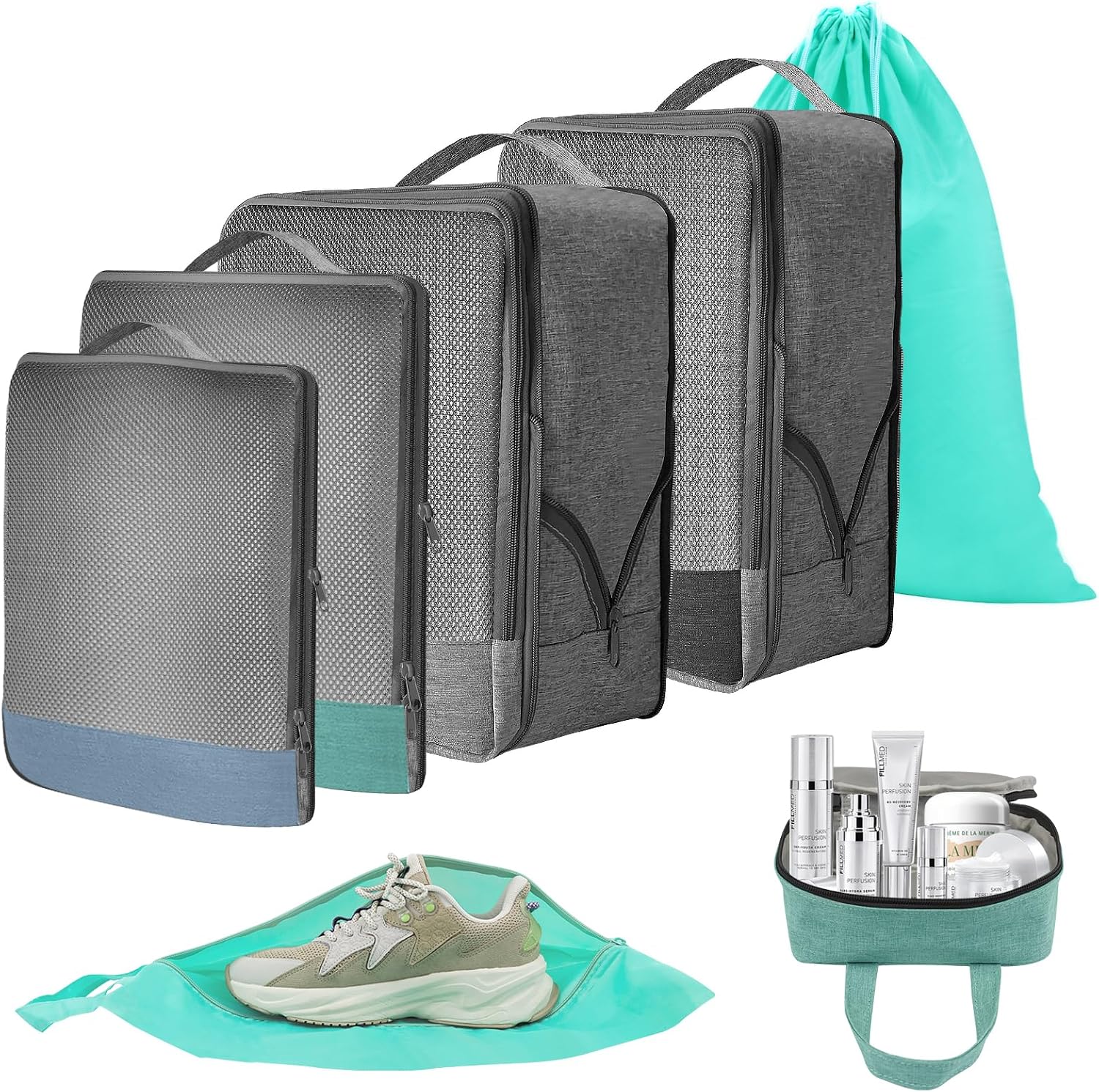 Amazon.com: Compression Packing Cubes for Travel, 7 Set Travel Packing ...