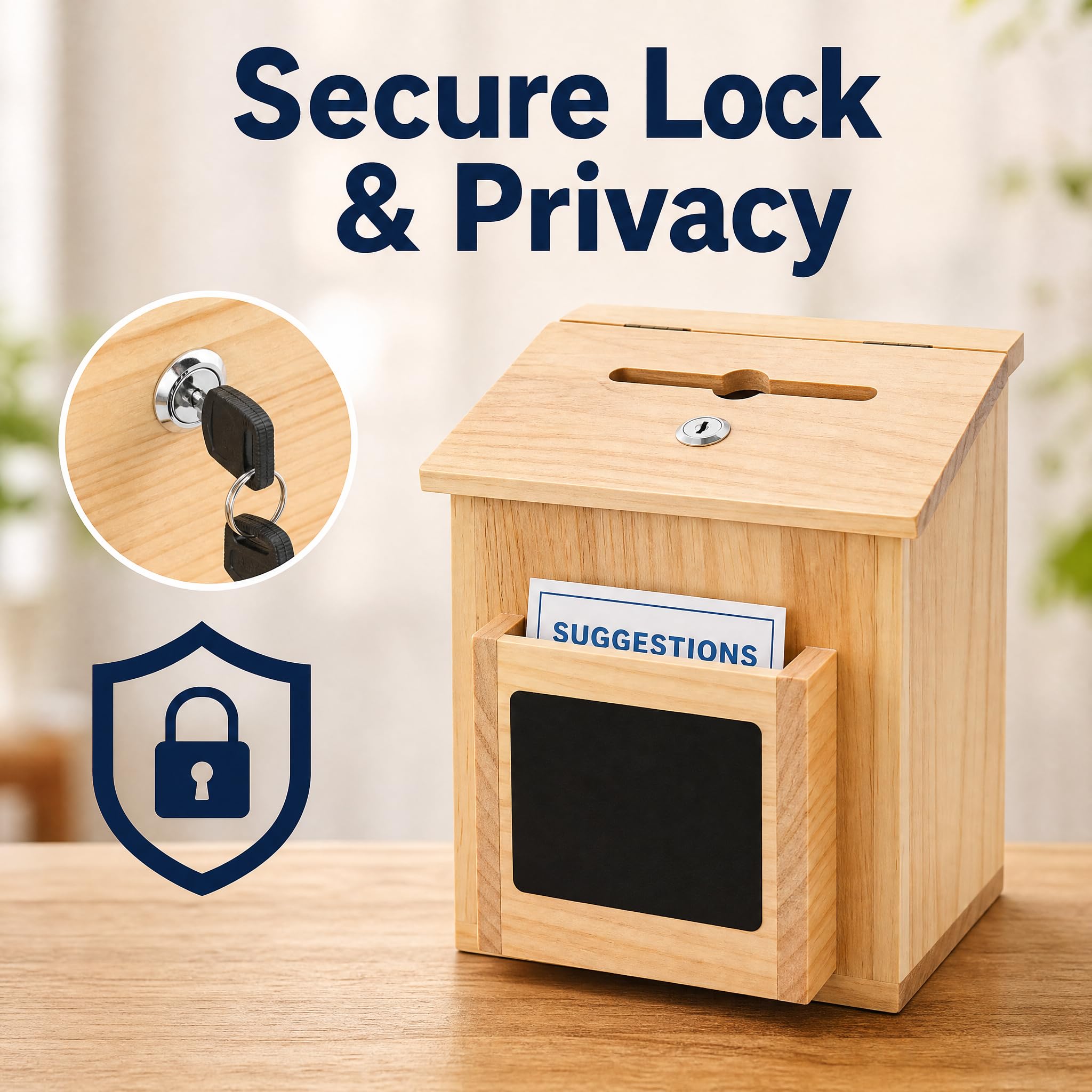 Wooden Suggestion Box with Lock - ZENFUN -7