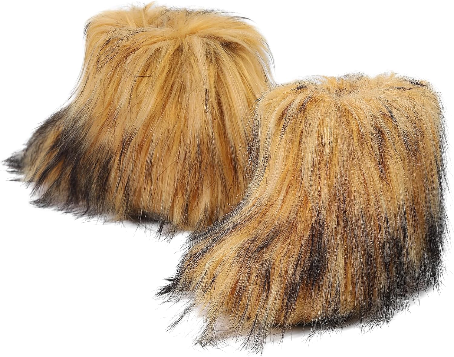 MK MATT KEELY Girls Furry Faux Snow Boots Kids Fuzzy Fluffy Winter Mid-Calf Boots Warm Plush Lined Outdoor Indoor Non-Slip Flat Shoes for Little/Big Kids