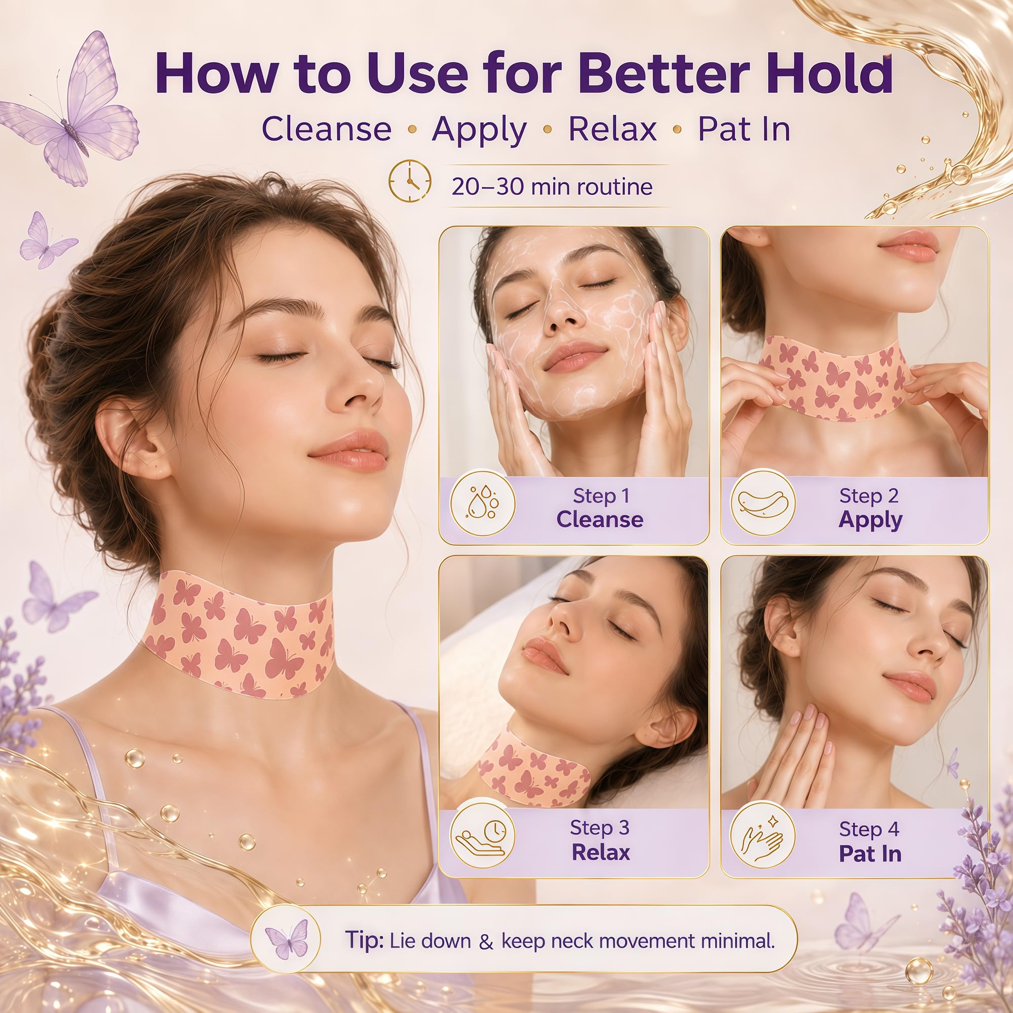 SwanRose Hydrogel, cerotti antirughe per collo, maschera al collagene