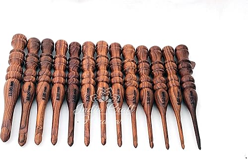 Ganchos de ganchillo W ooden tallados a mano, ganchos de ganchillo con mango de palisandro, hilo de tejido de aguja de punto, el mejor regalo,