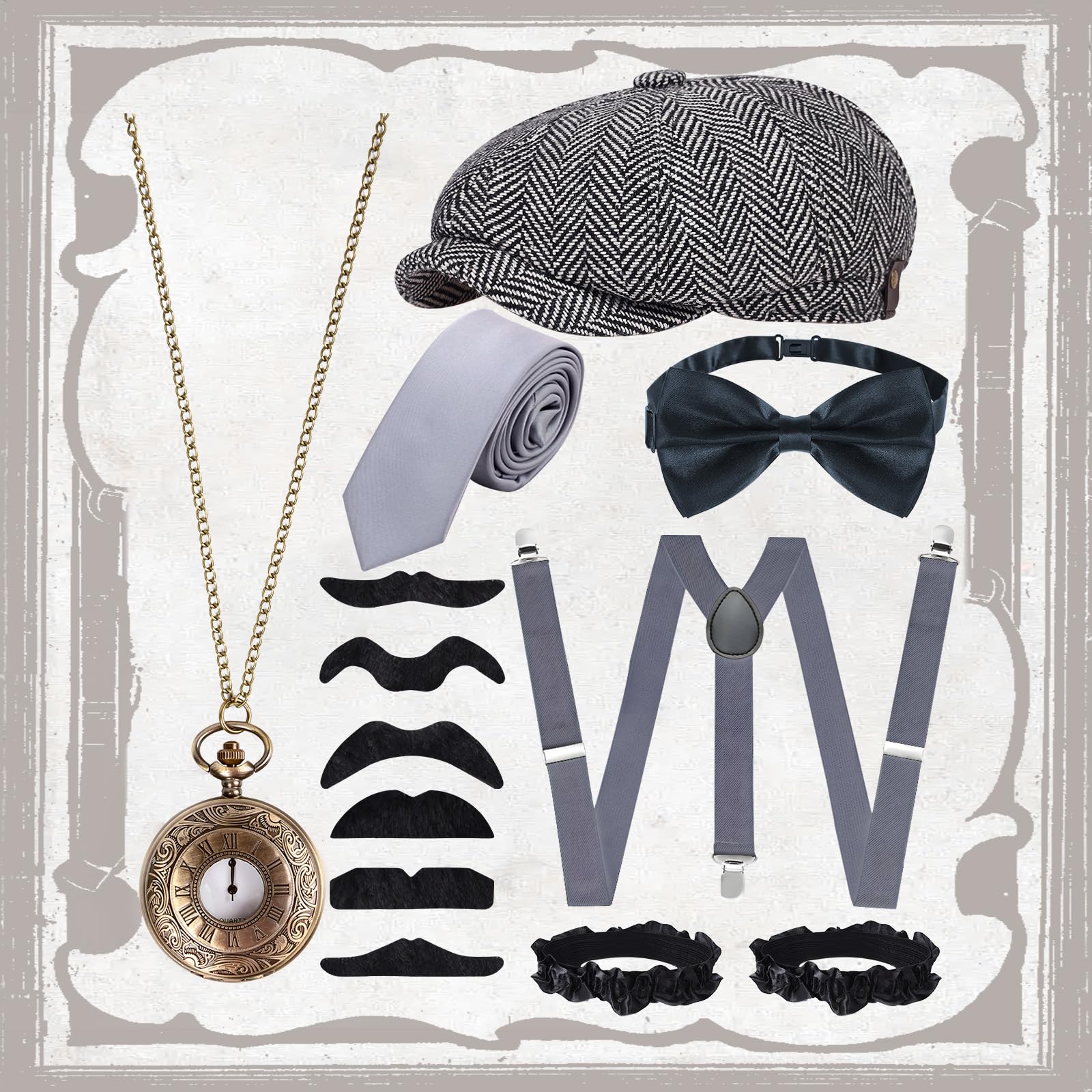 JONRRYIN Jaren 20 herenaccessoires, 1920 maffia-kostuumset met vesten