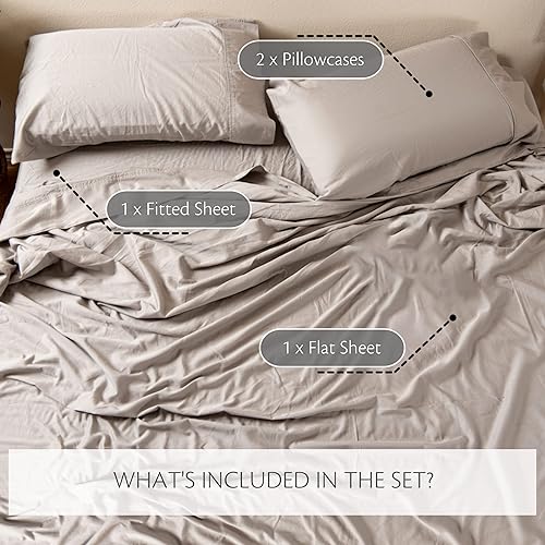 Miniatura 2 de Pacific Cotton Juego de sábanas estéticas, juego de ropa de cama de satén de algodón suave y transpirable con sábana bajera de bolsillo profundo,