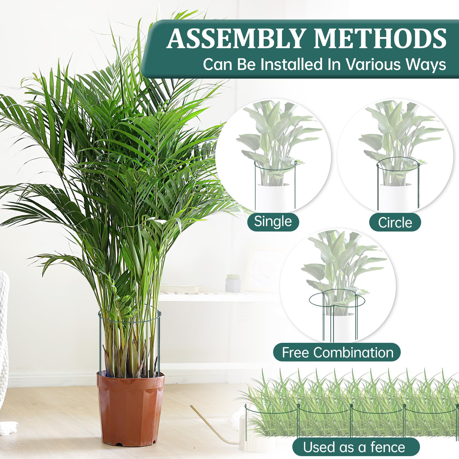 10 Pièces Tuteurs pour Plantes, 25 * 60CM Demi Rond Supports de Plantes Réglables, Jardin Plantes Support Pile Anneau Cage, Anneaux de Support en Métal Demi Ronds pour Pivoines Hortensias Roses Sédum
