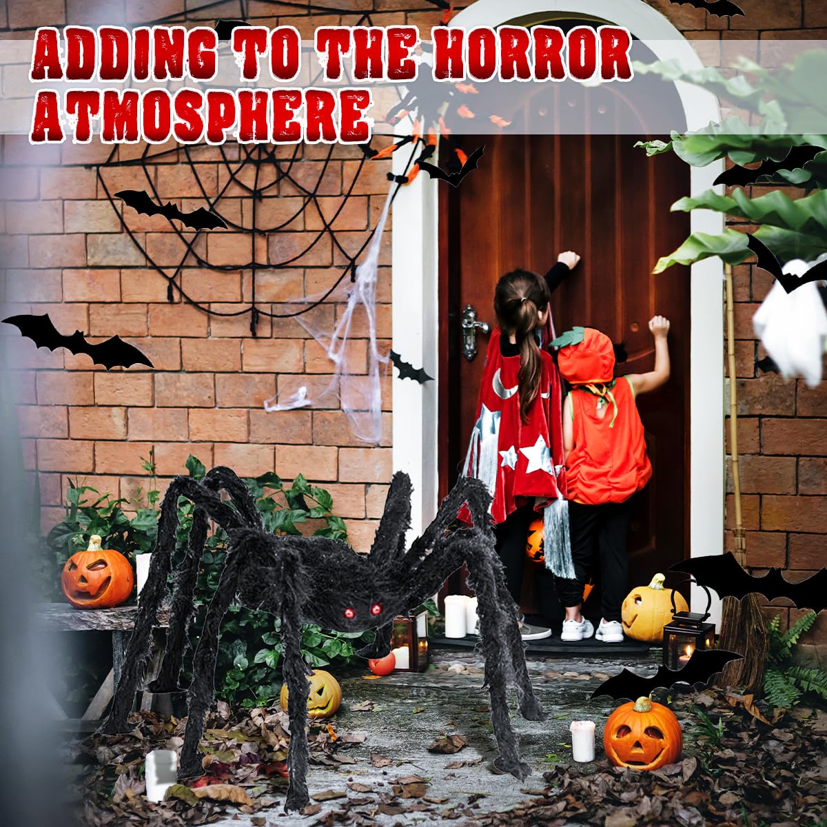 Decorazione Halloween Ragnatela 7.6 M Con Ragno Gigante 88.9 Cm - Set Per Esterni - Foto 8