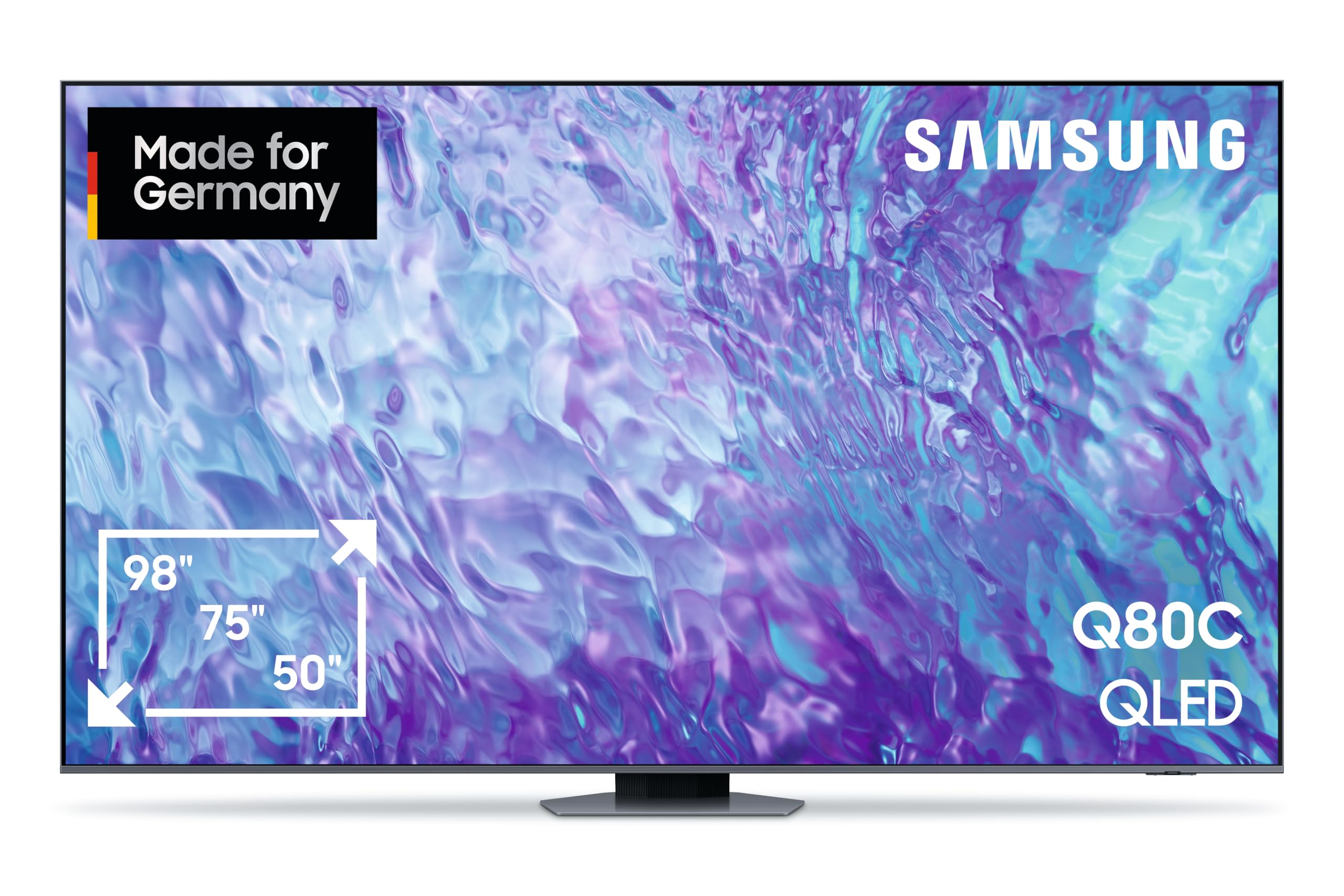 Samsung QLED 4K Q80C 98 Zoll Fernseher, Direct Full Array, AI Neural Quantum Prozessor 4K, Real Depth Enhancer, Smart-TV, KI TV, GQ98Q80CATXZG, Deutsches Modell [2023]
