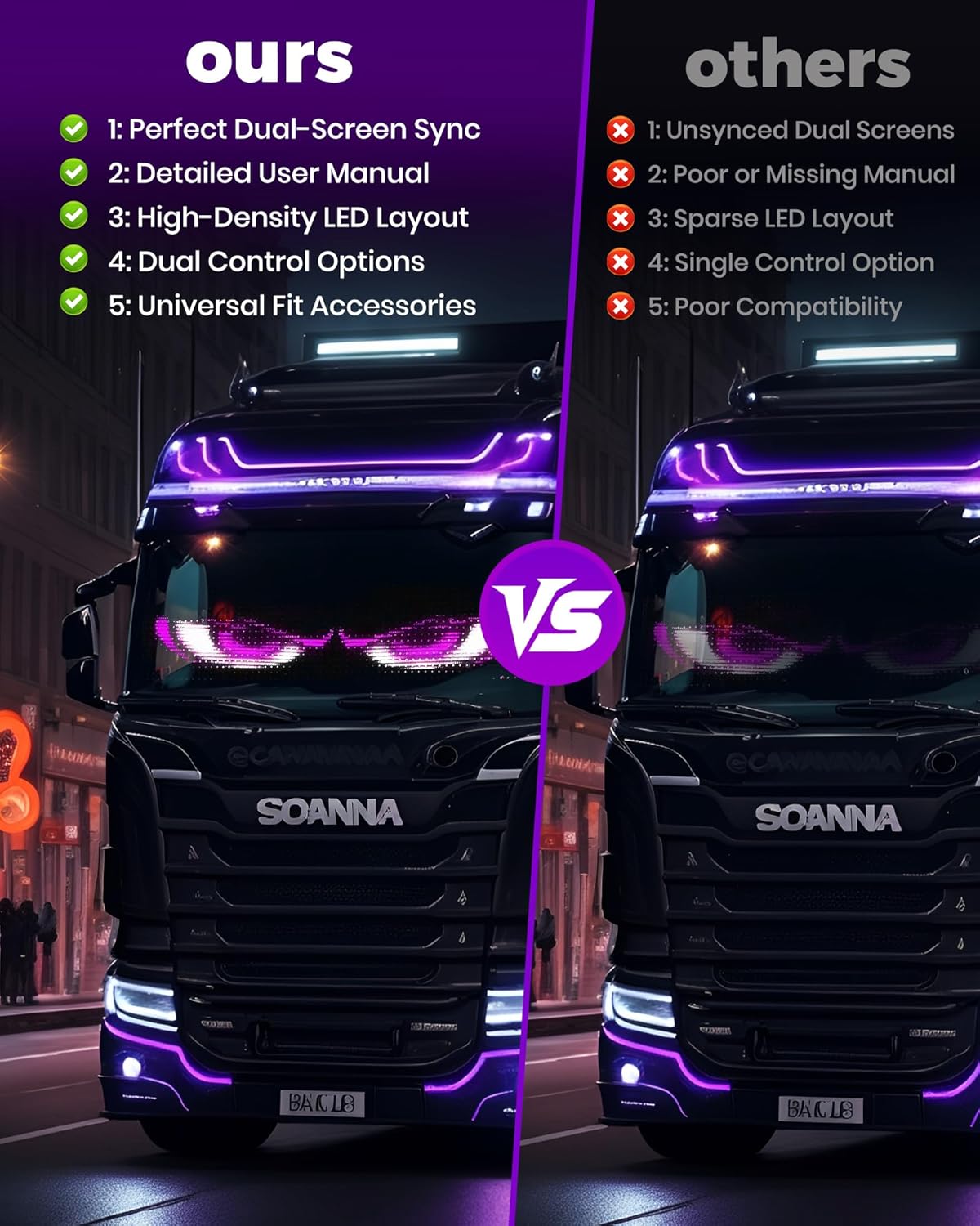 Devil Eyes Light for Car Windshield (1-Pack), 37.8’’ x 6.3’’ Dual LED Car Eyes | App & Remote Control, Perfect Sync, Programmable Patterns | LED Eyes for Car, Light Ride, Lightride, Electra Eyes