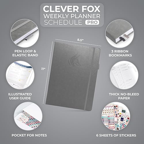 Miniatura 2 de Clever Fox Planificador de horarios Pro y A5 planificador semanal y mensual de vida con ranuras para los horarios, agenda de citas y organizador