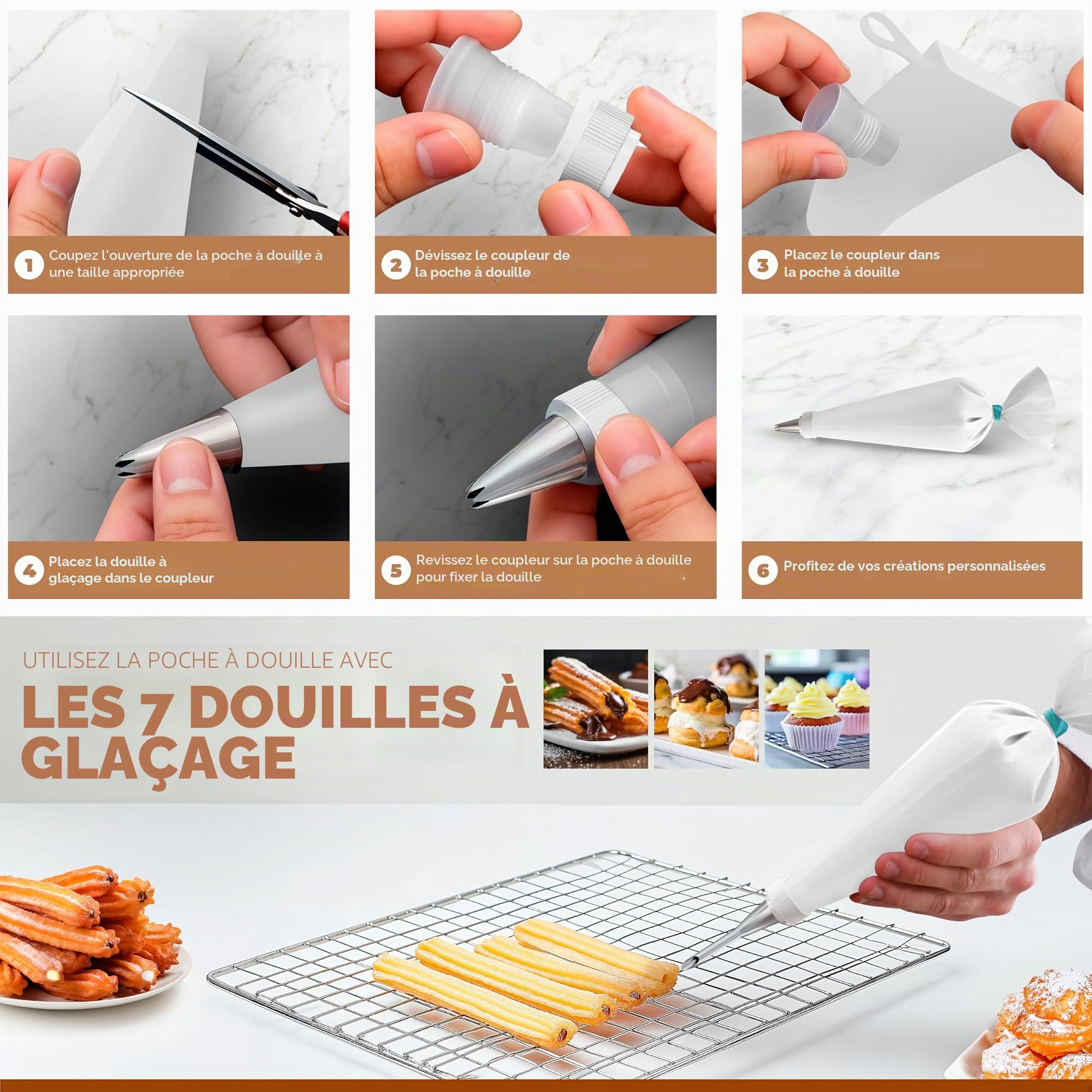 Machine à churros et kit de presse à biscuits – Acier inoxydable 304, facile à nettoyer et grande capacité – Fabriquez des churros et des biscuits authentiques à la maison – Outil de cuisson idéal