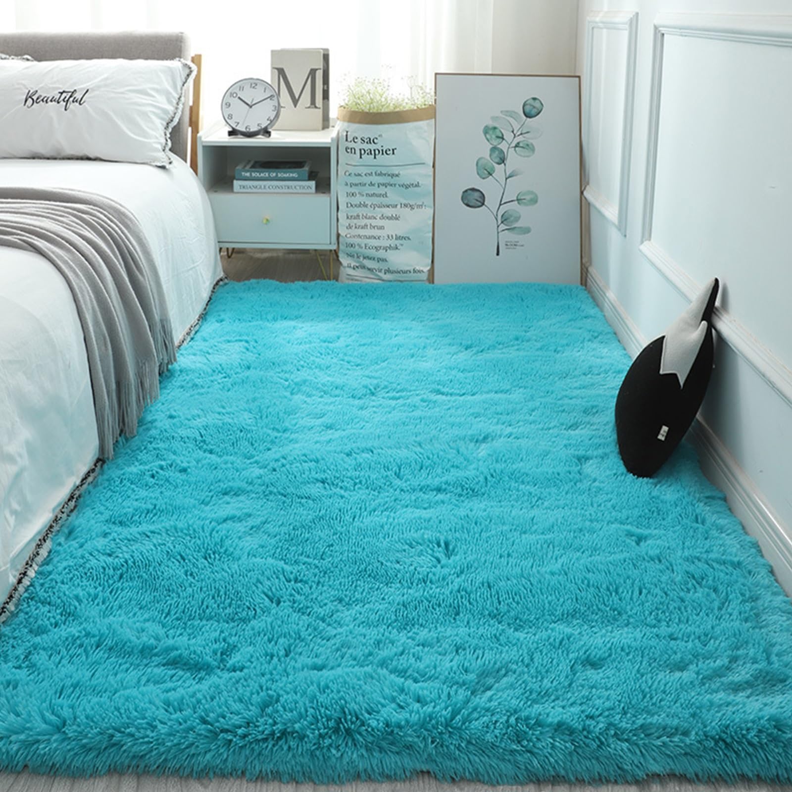 Tapis fausse fourrure salon 265x175 tapis poils longs lavable