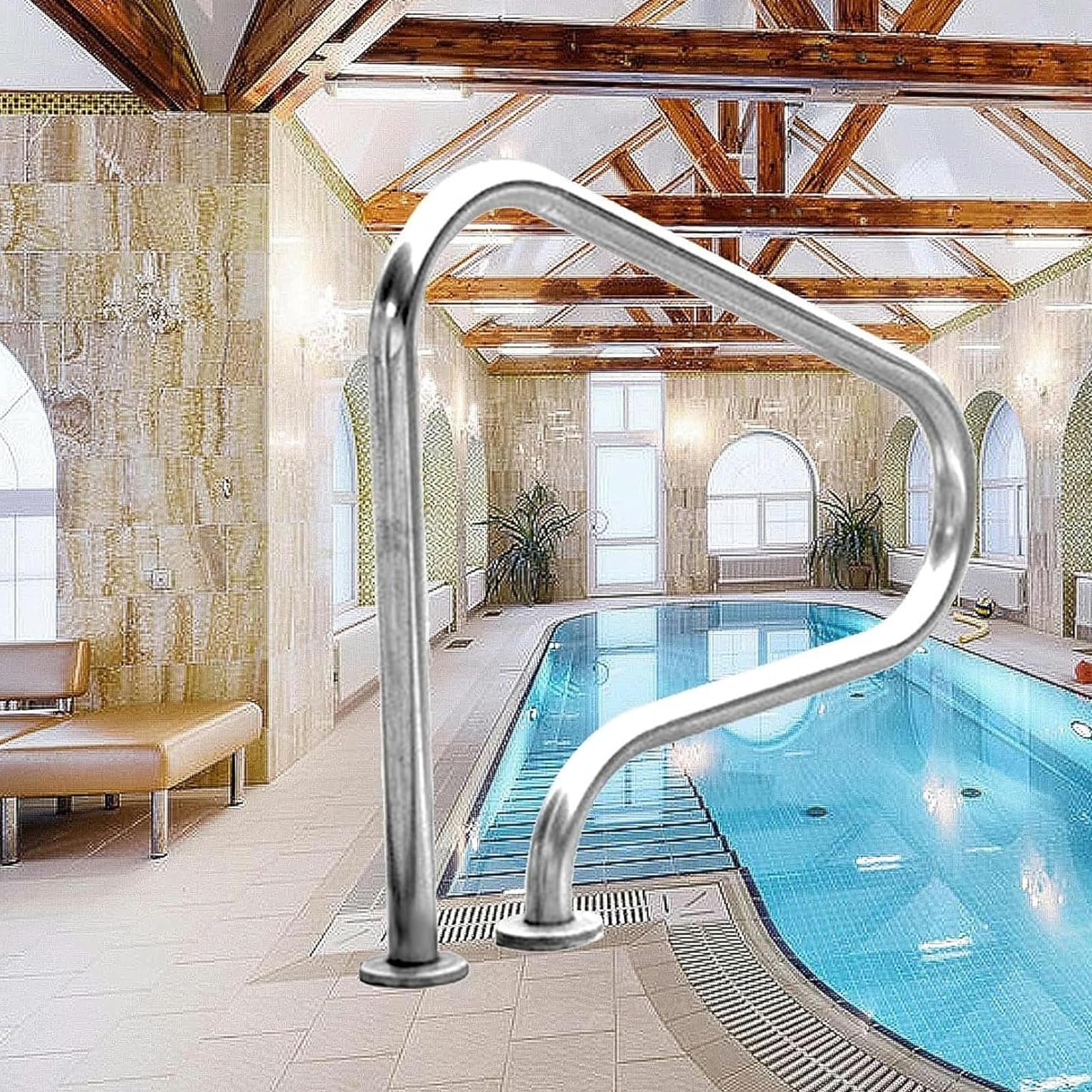 WMYWBYT Pool Handrails Pool Safety Handrails, Hand Grab Rail, Swimming Pool Hand Rails, 304 Stainless Steel Swimming Pool Stair Rail Easy to Install for Inground Pool Entry