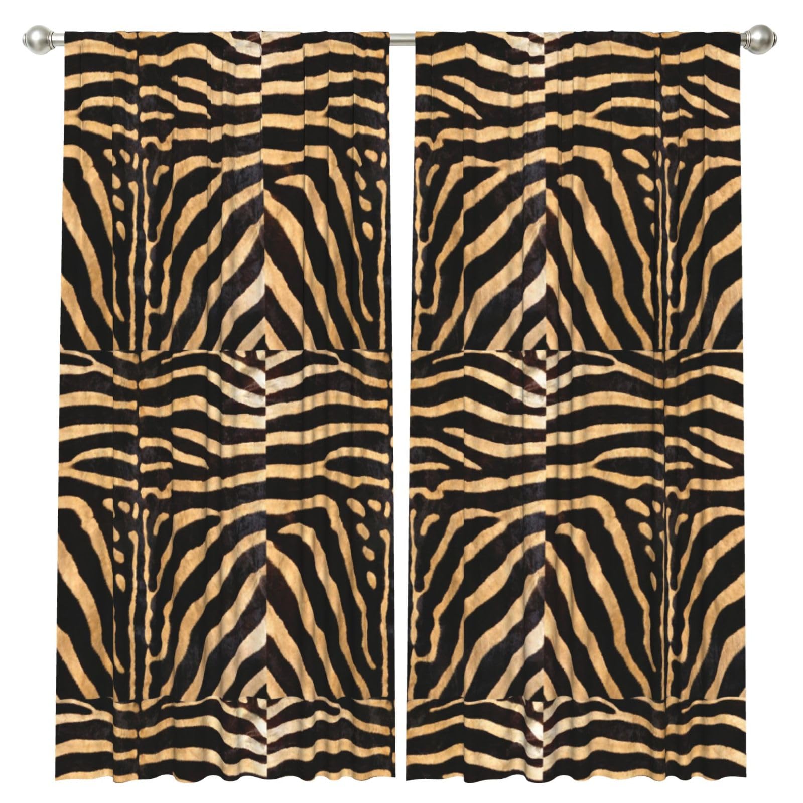 InOmak Faux Zebra Skin, 2 Panels Window Curtains 52 x 84 Inch Blackout Curtains for Living Room Bedroom
