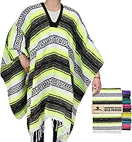 Vista 75 de Artisans Bazaar Poncho tradicional mexicano de Baja para hombres y mujeres, auténtico sarape de Gaban, manta de vaquero Pancho Jorongo rojo - rosa