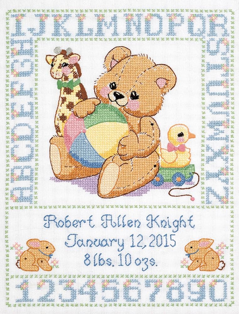 Amazon.com: Janlynn C5589 Bear Birth Sampler Stamped Cross Stitch Kit-11 amazon-com-janlynn-c5589-bear-birth-sampler-stamped-cross-stitch-kit-11-x14-multicolored-arts-crafts-sewing