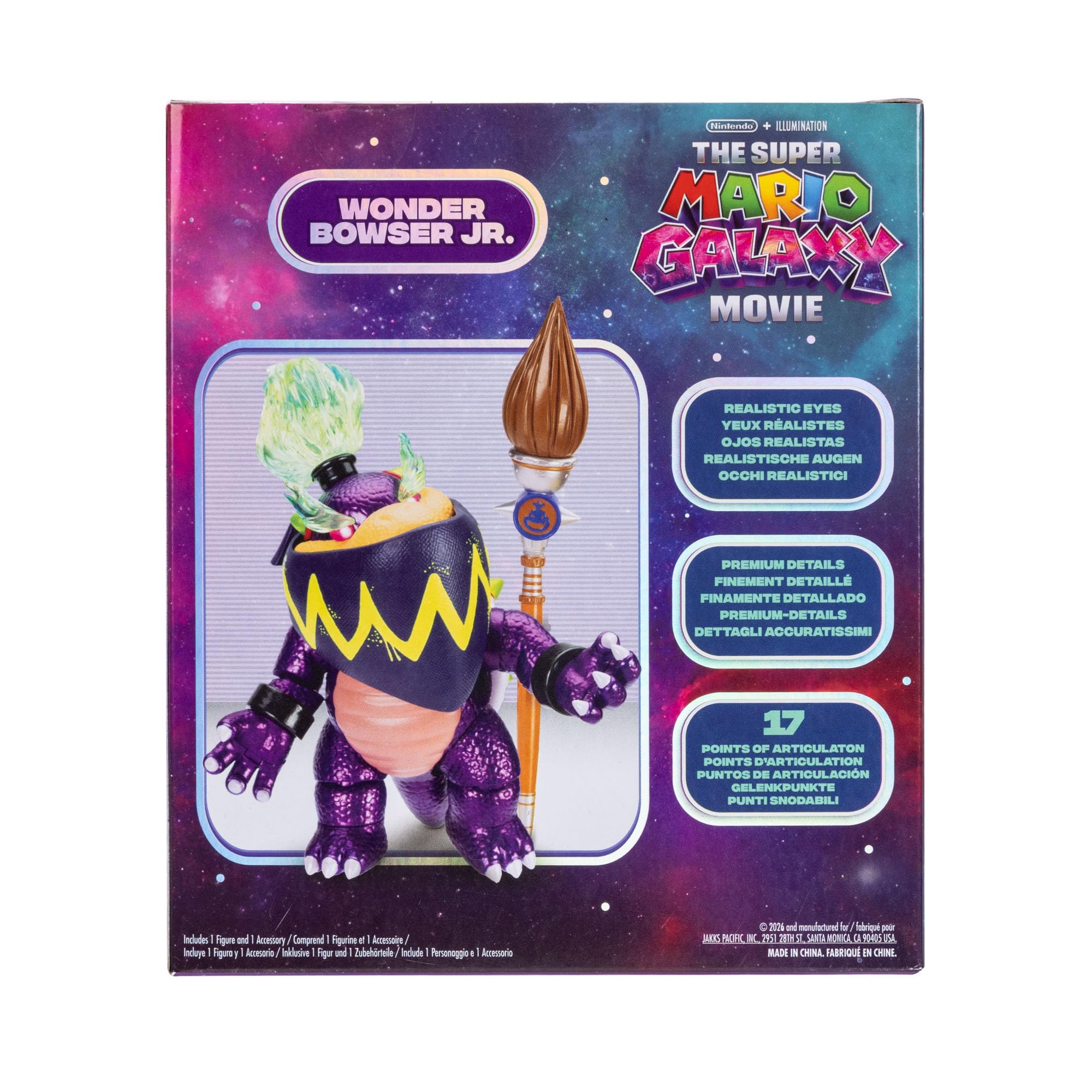 Jakks Pacific Super Mario Galaxy Movie Bowser Jr. 12,7 cm figurka | Jakks Pacific Figurka Super Mario Galaxy Movie Bowser Jr. 5"/12,7 cm, oficjalna licencja, dla dzieci w wieku od 3 lat