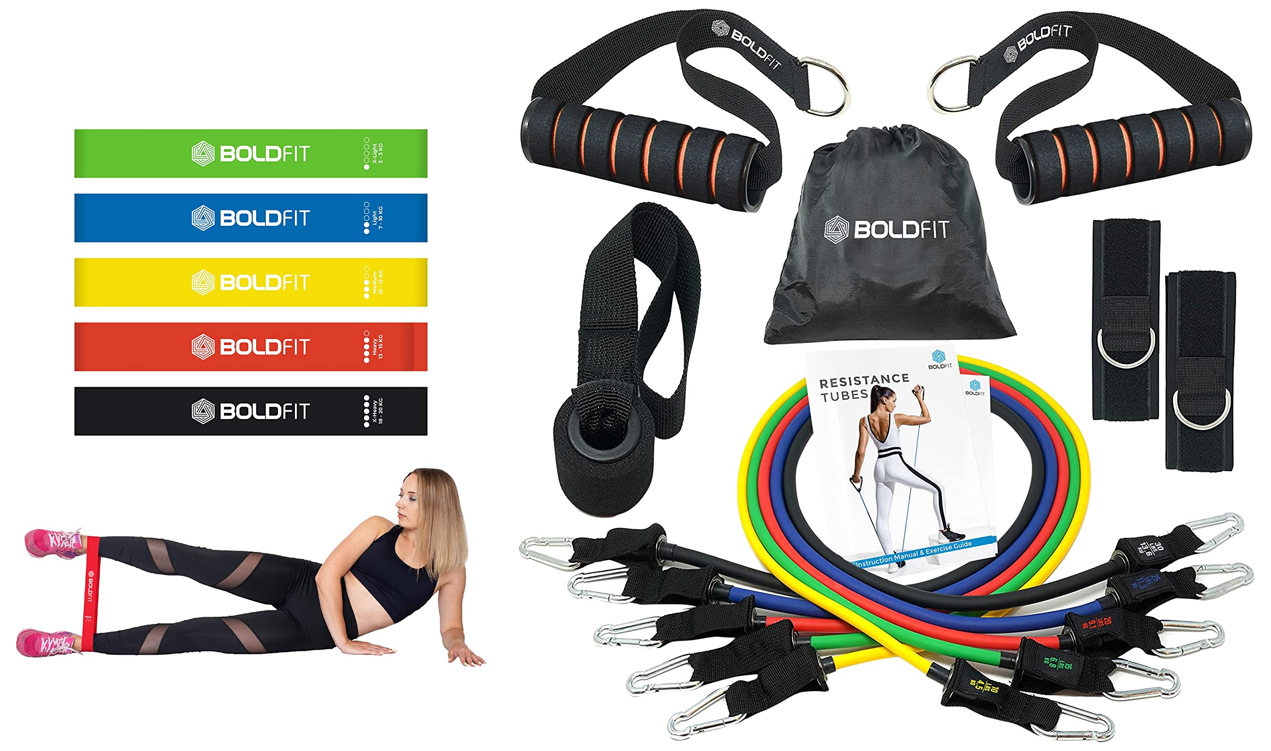 Boldfit Mini Loop Bands Resistance Bands Mini Loop (Set of 5) & Resistance Band Set with Handles, Portable Toning Tubes with Door Anchor & Foam Handles. Resistance Tube Kit (11 Pieces Tube Set), L (B09SG4NXKV) Amazon Price History, Amazon Price Tracker