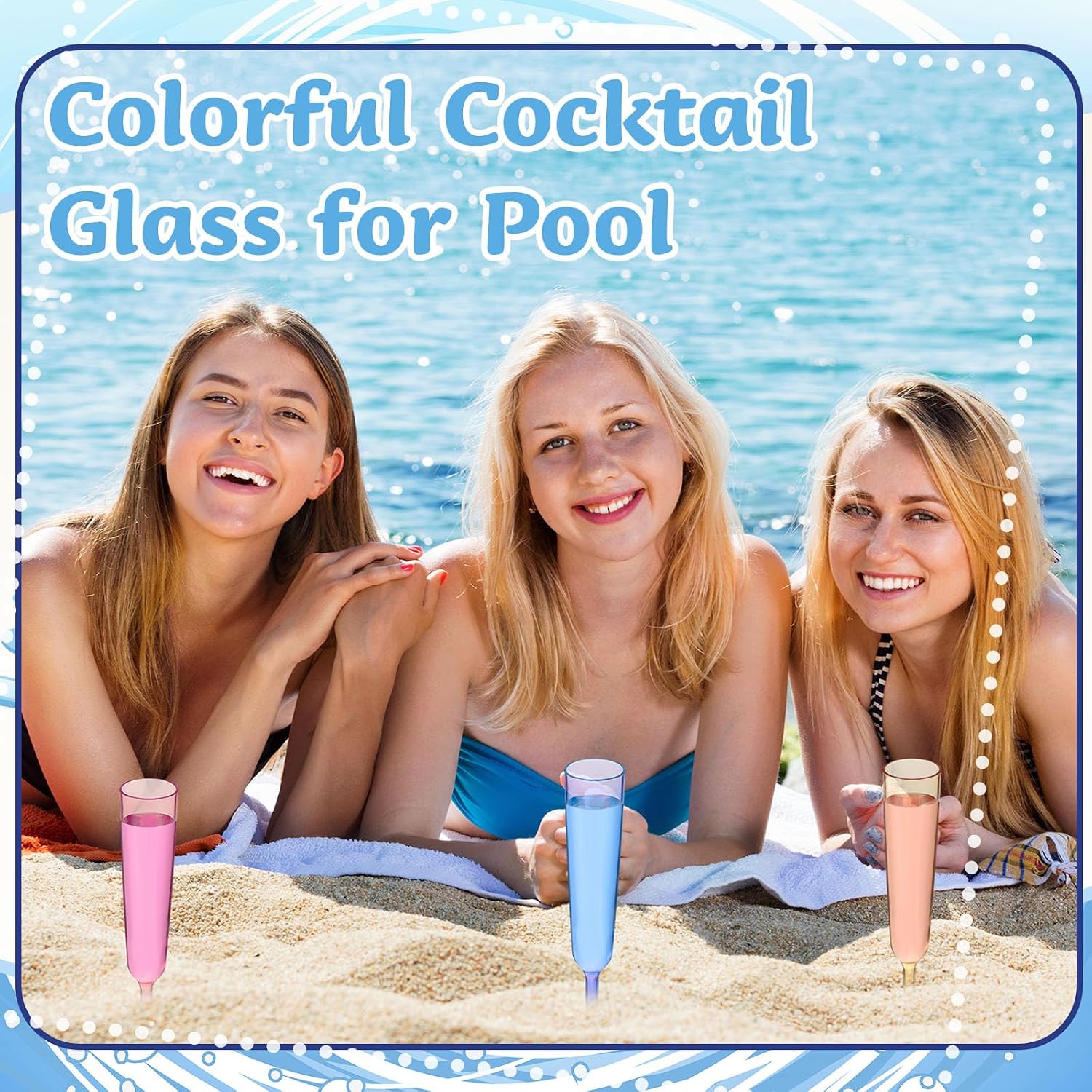 SiliFine 12 Pcs Floating Champagne Flutes 6oz Pool Floating Wine Glasses Acrylic Cocktail Goblet Cups with Long Stem for Summer Beach Party Wedding Birthday Supplies(Colorful)