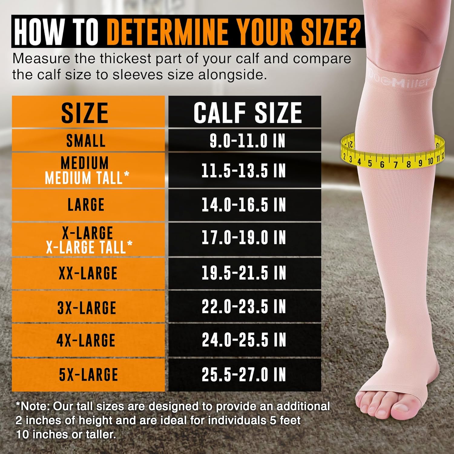 Doc Miller Open Toe Compression Socks for Men & Women, 30-40 mmHg Knee High Support, Toeless Design for Daily Leg Comfort, Breathable Nylon Spandex, 1 Pair - Image 3