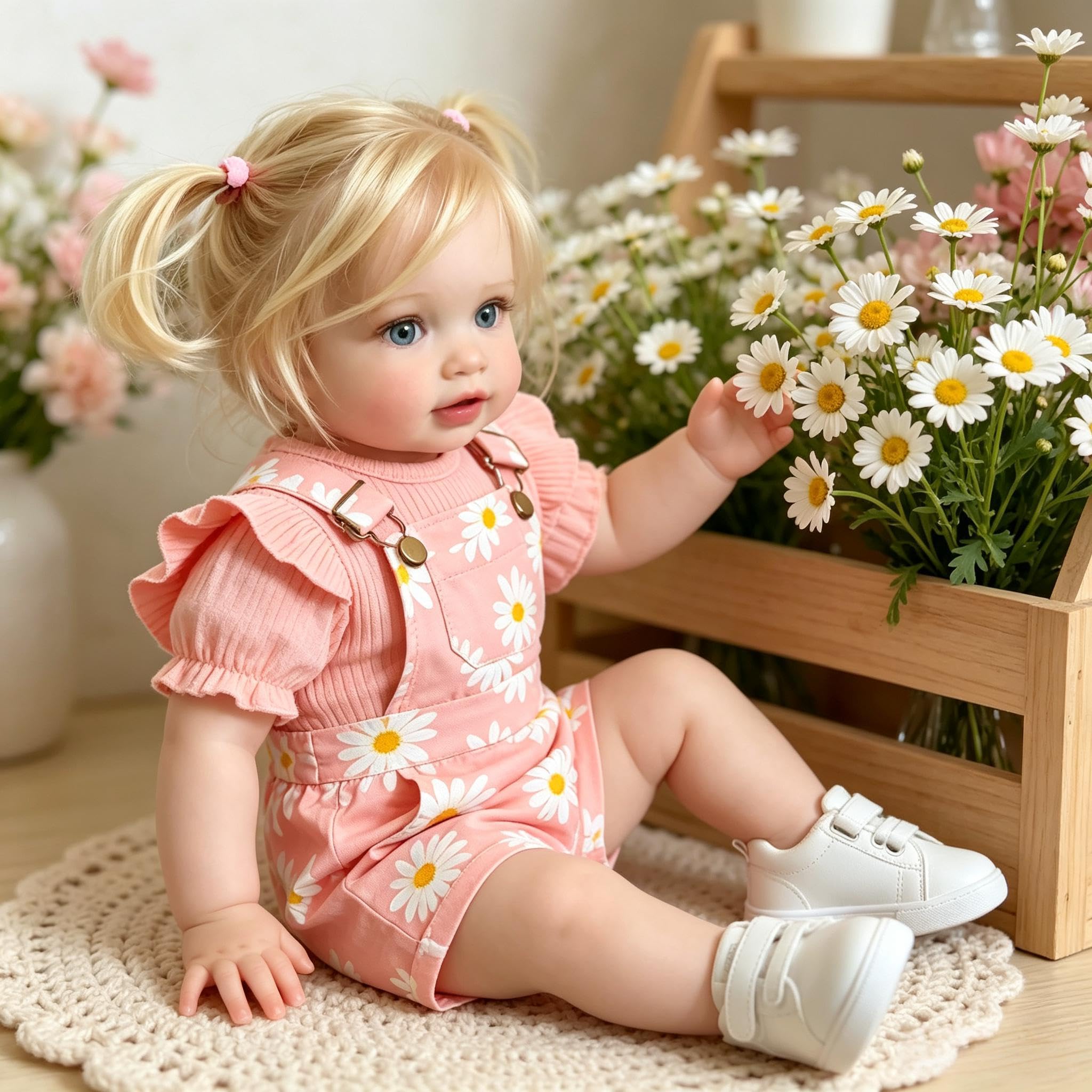 Lebensechte Reborn-Kleinkind-Puppen, blondes Mädchen, Pippa, 66 cm, große Größe, Reborn-Babypuppe, echtes Leben, Babypuppe, weiches Vinyl-Tuch, realistische Kleinkind-Puppe, Geschenk für