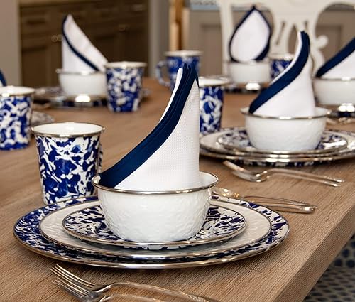 Miniatura 2 de Golden Rabbit Esmalte - Juego de 4 platos llanos de 10.5 pulgadas (remolino de cobalto)