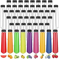 Vista 1 de Tanlade Paquete de 50 botellas de plástico para jugos de 12 onzas, botellas transparentes para bebidas con tapas a prueba de manipulaciones