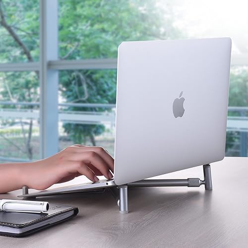 Miniatura 8 de Soporte portátil para laptop, soporte ajustable para laptop MacBook Pro, escritorio de aluminio, plegable, compacto, universal, soporte de