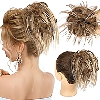 Vista 52 de HMD - Extensiones de cabello tipo rodete desordenado, cola de caballo con banda elástica de goma, extensiones de cabello sintético para mujer