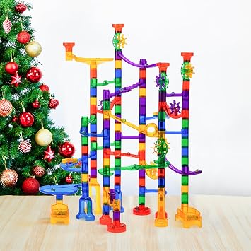 JOYIN 170 Pcs Glowing Marble Run for 3+ Year Olds, STEM Construction Toys