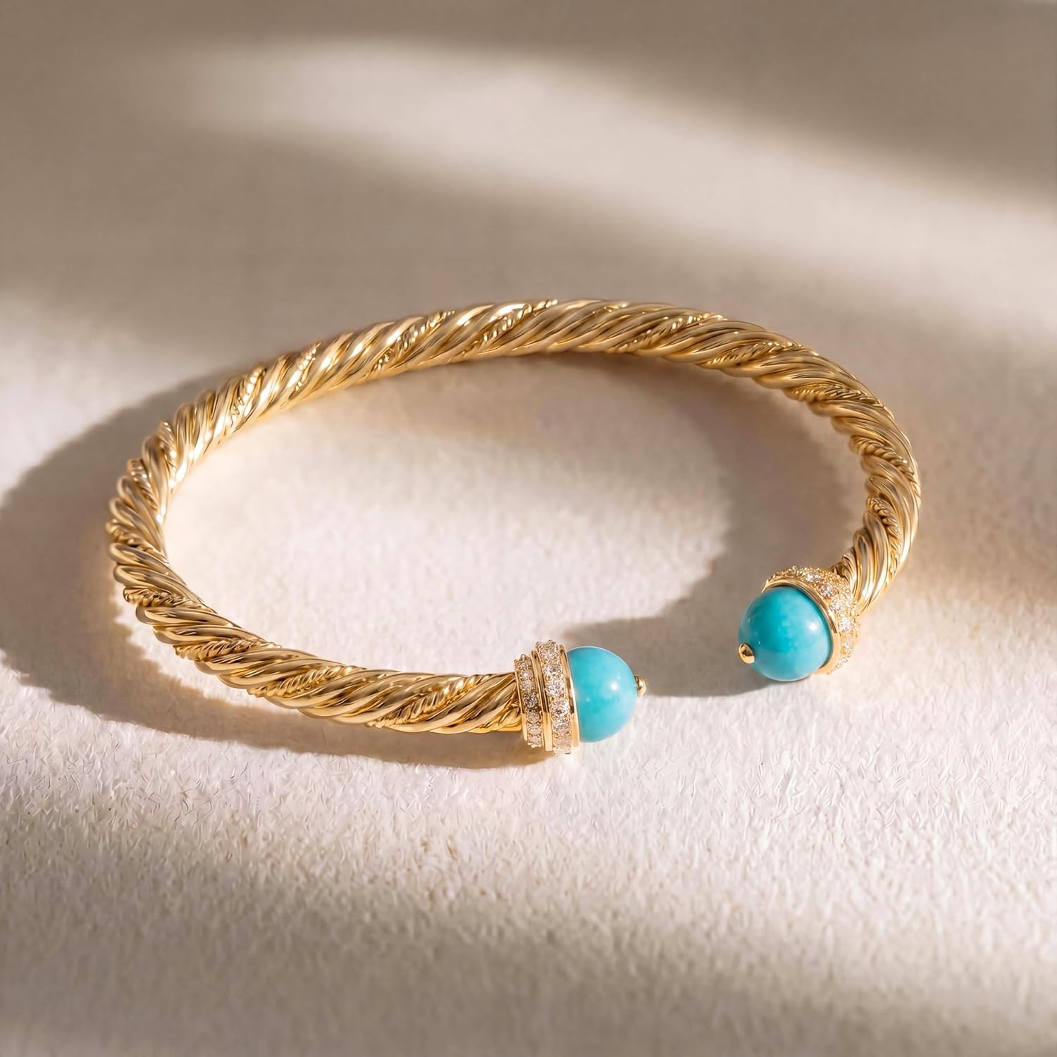 Gold Bangle Bracelet for Women 14K Gold Plated Waterproof Cuff Bracelets, Stackable Twist Bracelets for Women Trendy Jewelry Gifts