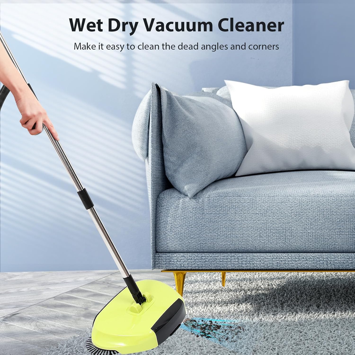 SMASOLO Multi-Function Push Sweeper with Adjustable Handle Rotating Floor Mop Broom Dustpan Combo Household Cleaning Tool with Enclosed Trash Bin and Pet Roller Brush Random Random Color