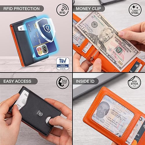 Miniatura 3 de KONACK Money Clip Wallet for Men Slim TOKYO RFID Blocking Real Leather Front Pocket Bifold Credit Card Holder Men's Wallet Gift Box