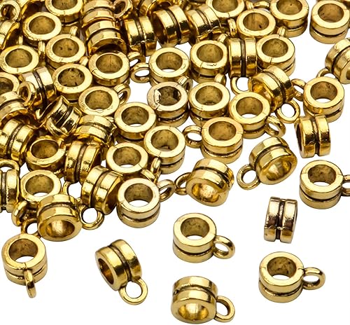 Vista 4 de Aylifu Bails Beads, Tibetan Bail Tube Bead Spacer Beads Carrier Hanger Connector Links for European Charm Bracelet Jewelry Making