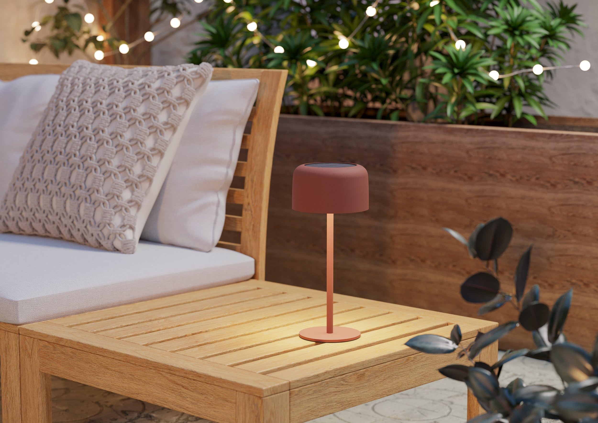 Lampe De Table Solaire Extérieure Eglo Simeri - LED Rechargeable, Tactile, 3 Températures De Couleur, IP44, Acier Vert - Pour Jardin, Balcon, Intérieur