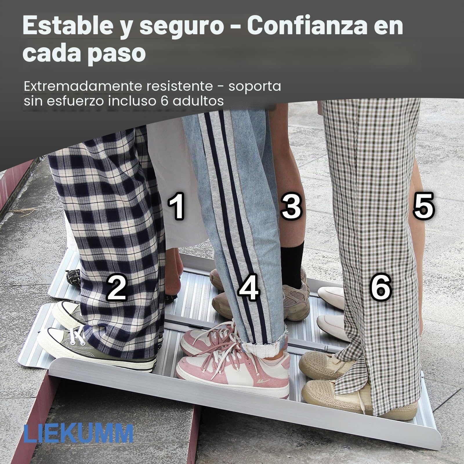 LIEKUMM Rampas para Sillas de Ruedas Plegable, 61 cm con Capacidad de Carga de 300 kg Rampa para Sillas de Ruedas, Rampa de Aluminio para Sillas de Ruedas, Escalones, Bordillos y Cochecitos de Niños