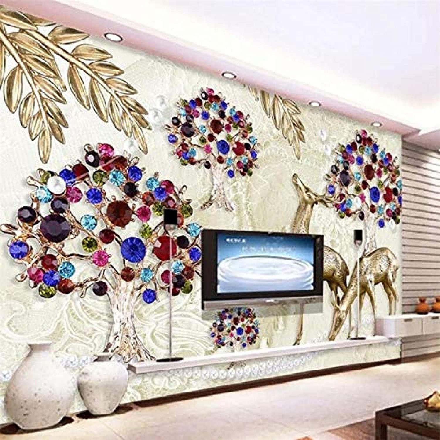 3D Fototapete Selbstklebende Fototapete Wandbild Tierische Elchfarbene Bäume Kinderzimmer Bar Büro Wohnzimmer Restaurant Bekleidungsgeschäft Flur Hotel Wanddekoration Wandkunst Wandposte 400x280 cm