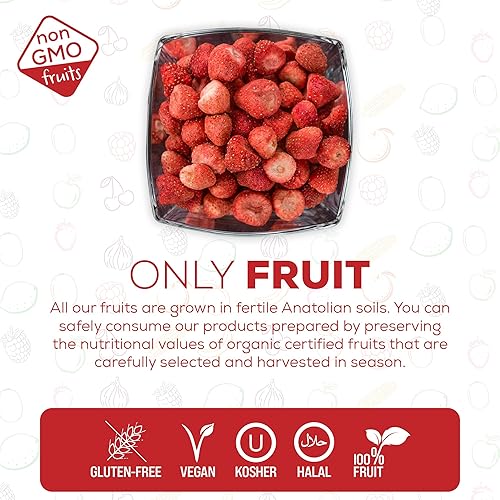 Miniatura 4 de Dolcientis Fresas liofilizadas en rodajas  Aperitivos de frutas 100% naturales  Suministro de alimentos de emergencia 25 años de vida útil  Sin OMG,