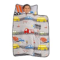 Vista 1 de Everything Kids Tapete para siesta de construcción gris, rojo, amarillo y azul con almohada y manta con almohada y manta