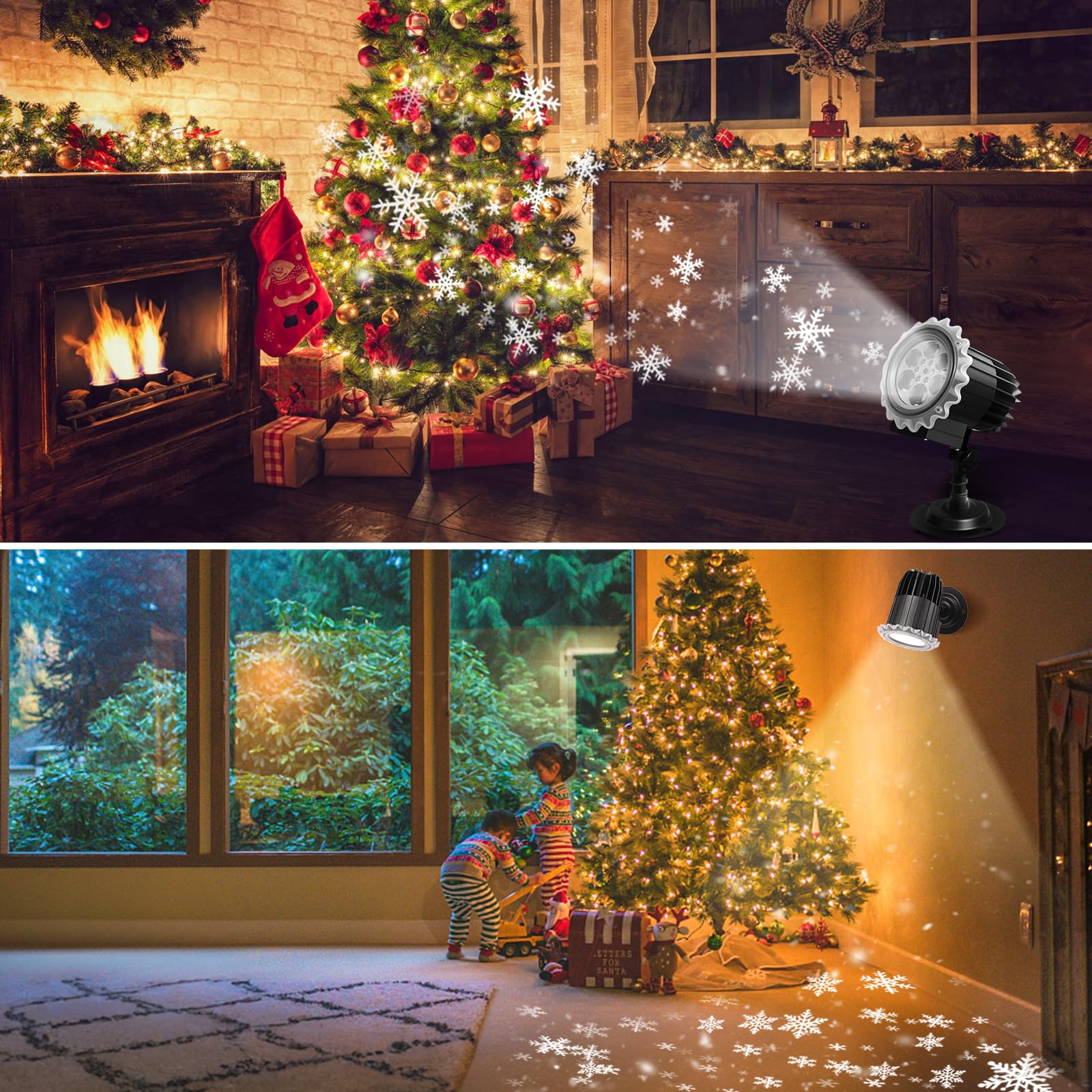 Luces de proyector de nieve, proyector LED de copo de nieve impermeable IP44 para exteriores, lámpara de proyección giratoria de caída de nieve blanca para Halloween, Navidad, Año Nuevo, fiesta, boda,