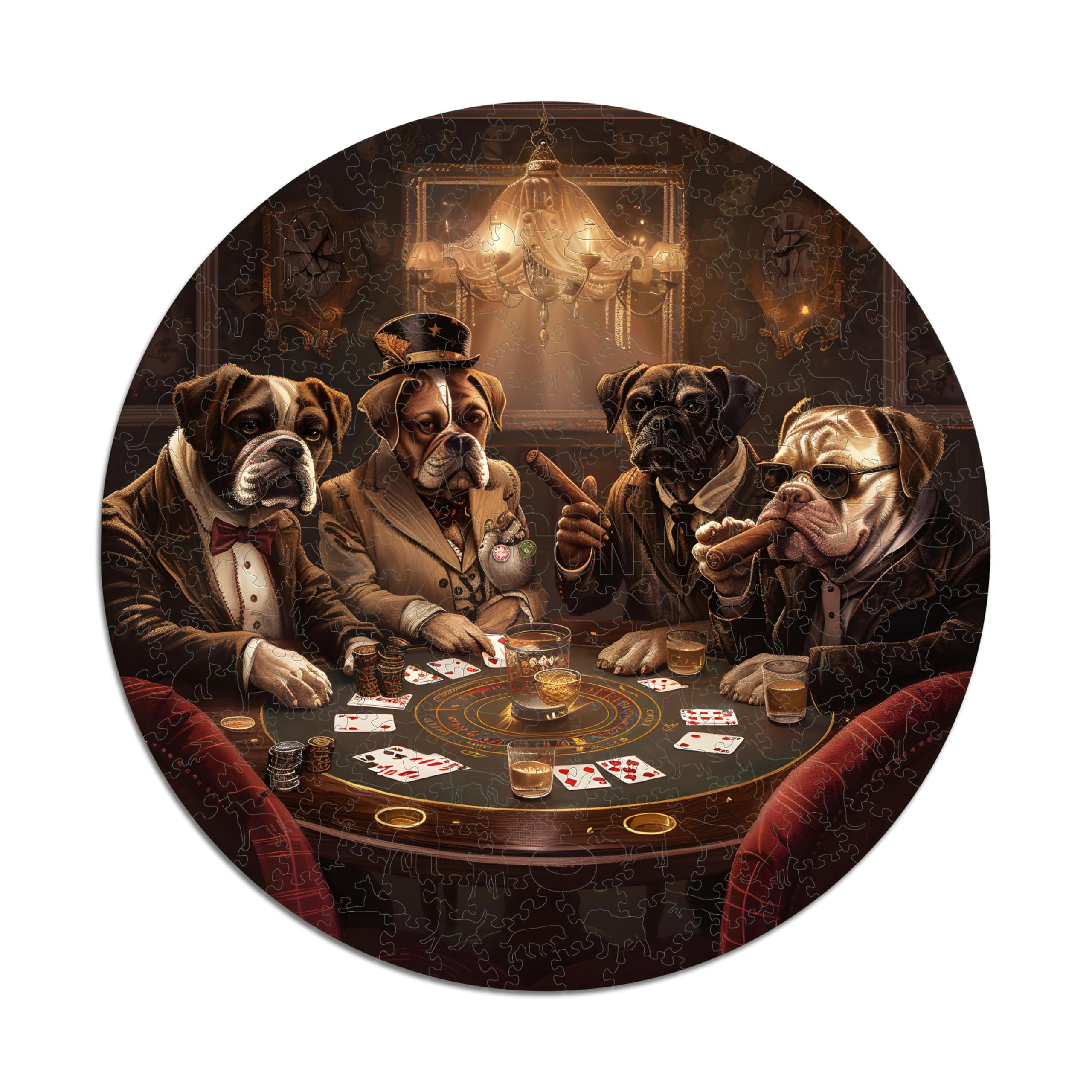 Iconic Puzzles - Cani che Giocano a Poker, puzzle in legno 100% sostenibile, Regali per Bambini e Adulti, taglia M, 350 Pezzi