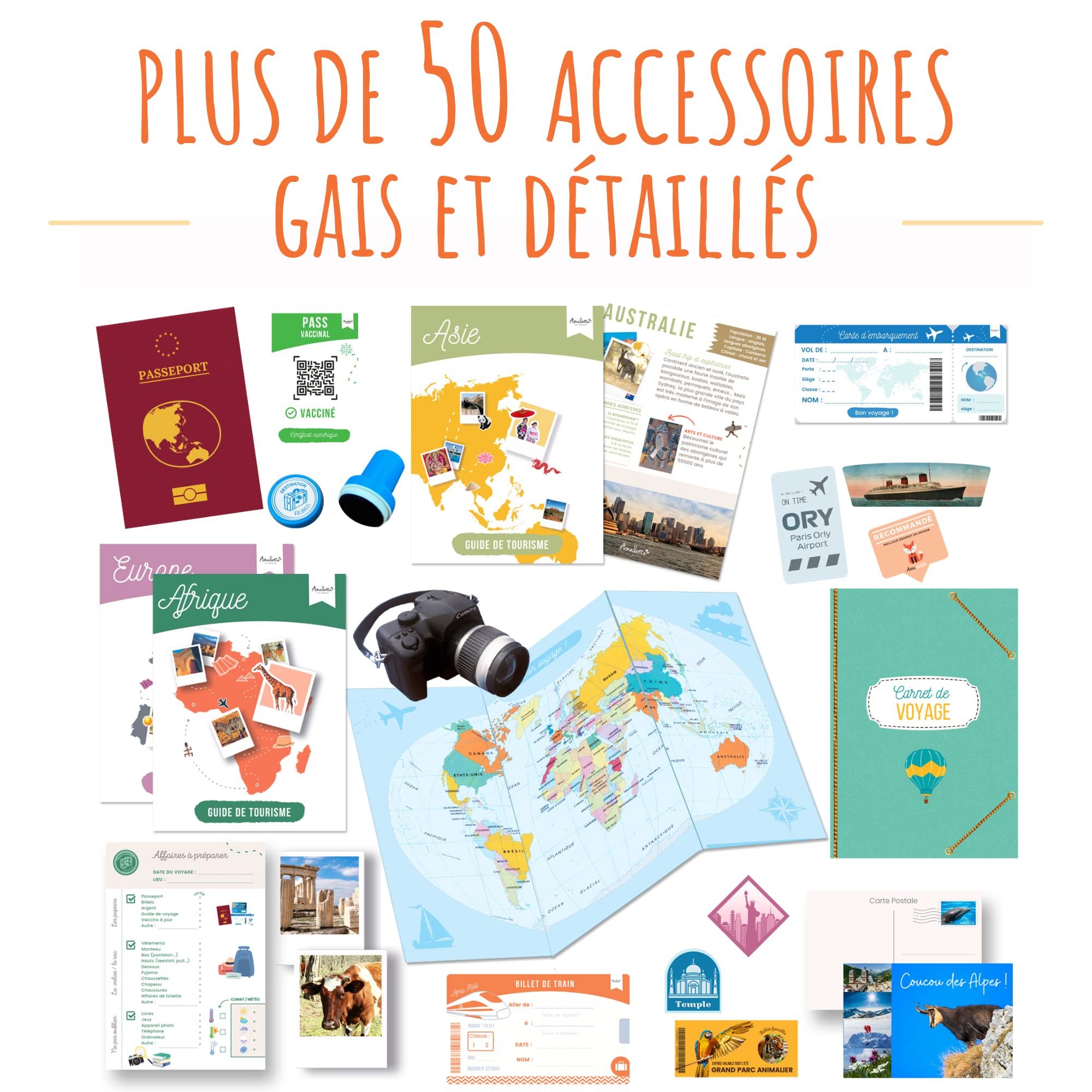 Coffret Si Je Partais en Vacances - Jeu Éducatif 6-10 Ans - 50+ Accessoires Voyageur - Jouet Cadeau Enfant Fille Garçon - Fabriqué en France