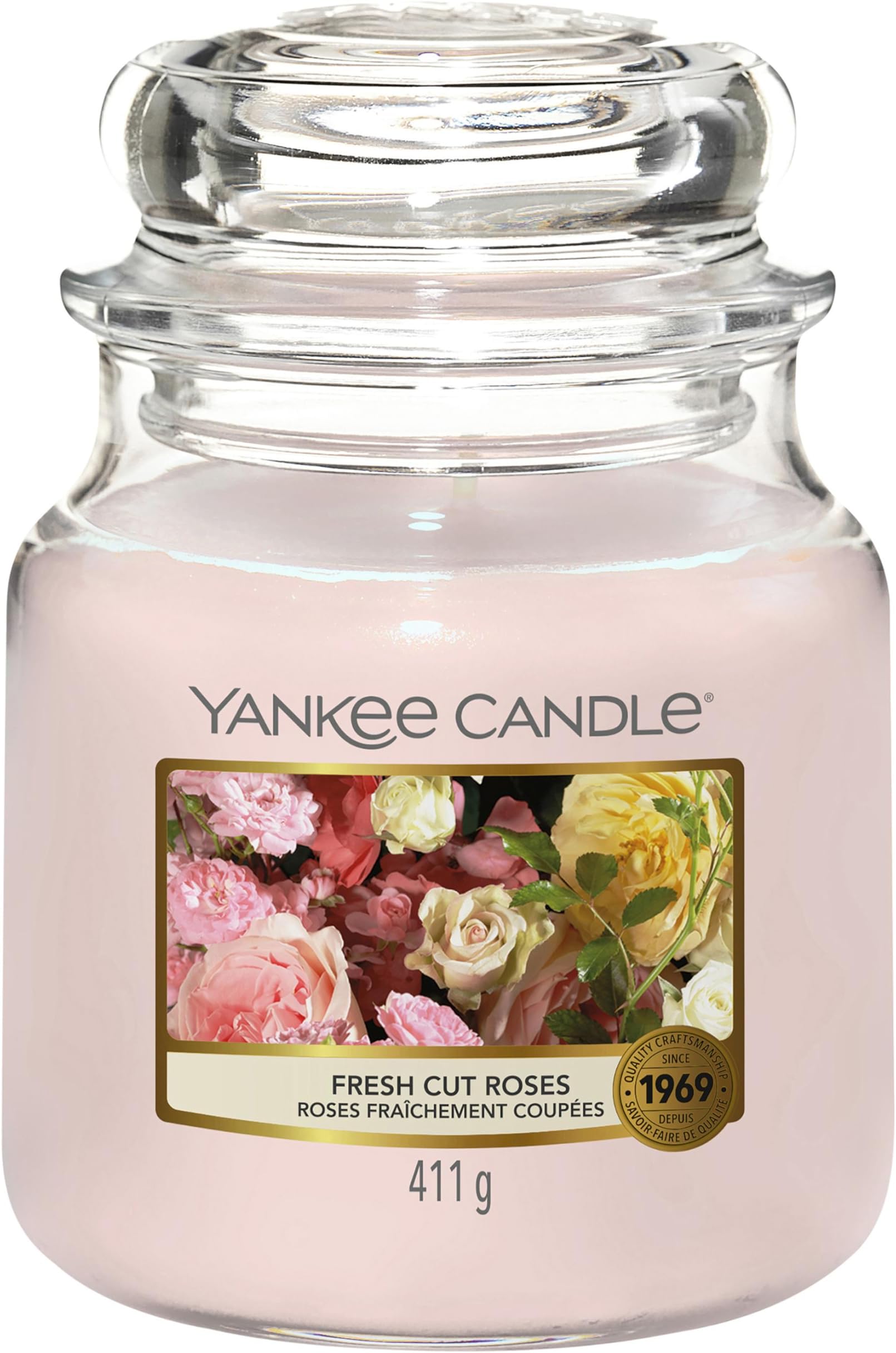 Yankee Candle Scented Candle | Fresh Cut Roses Medium Jar Candle| Long Burning Candles: up to 75 Hours | Gifts for Women
