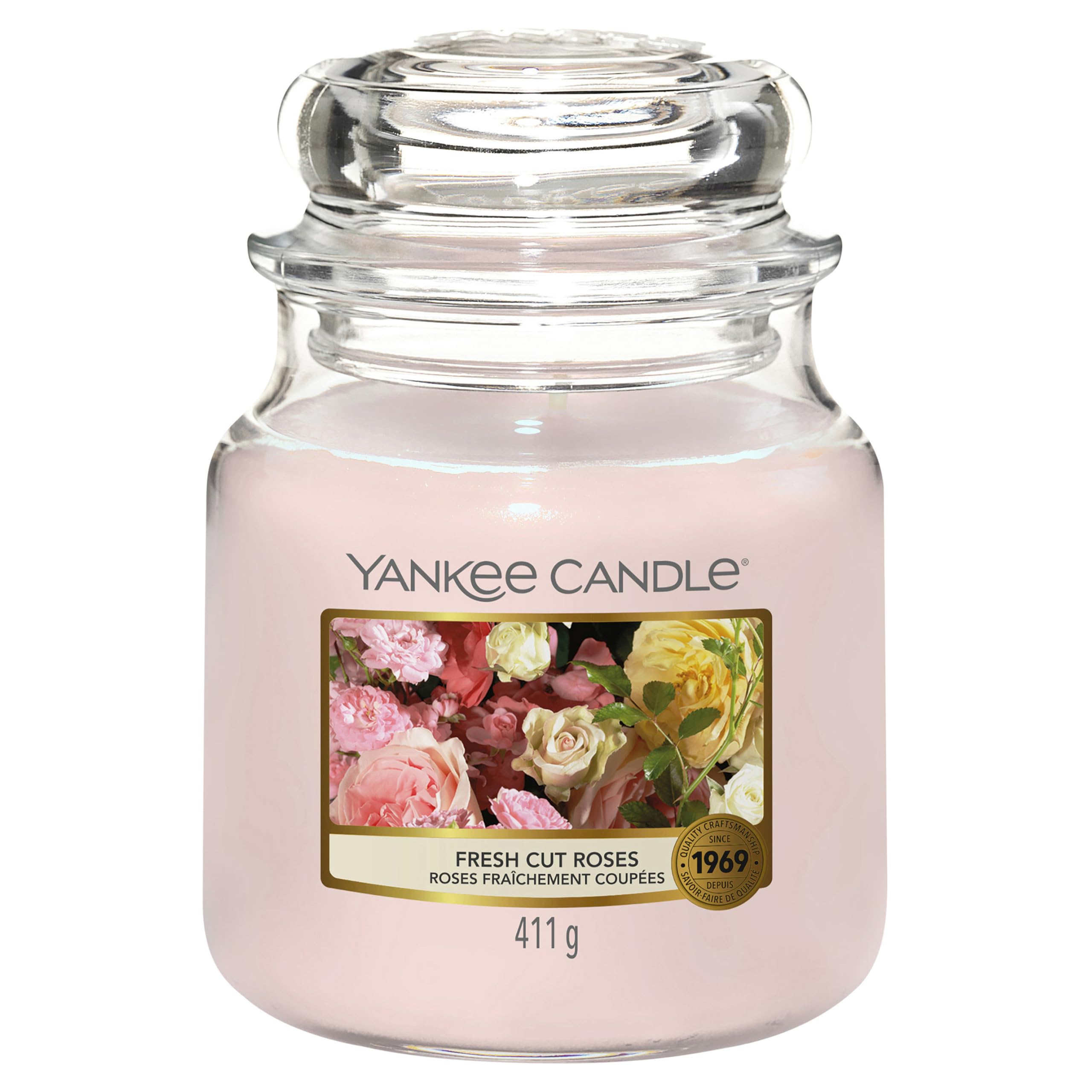 Scented Candle | Fresh Cut Roses Medium Jar Candle| Long Burning Candles: up to 75 Hours | Gifts for Women