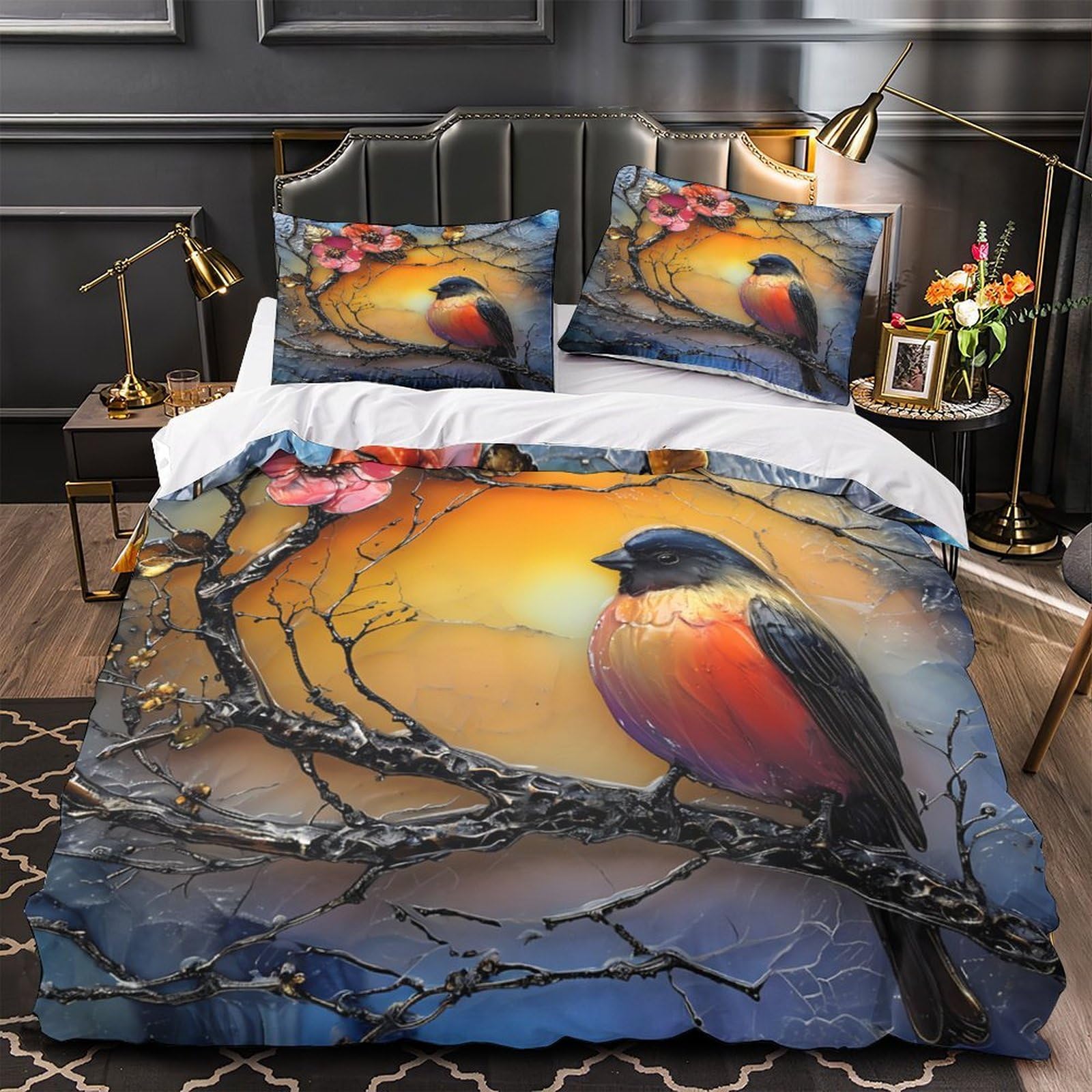 Housse de couette microfibre hypoallergique 260x220 parure de lit ours 3D super king