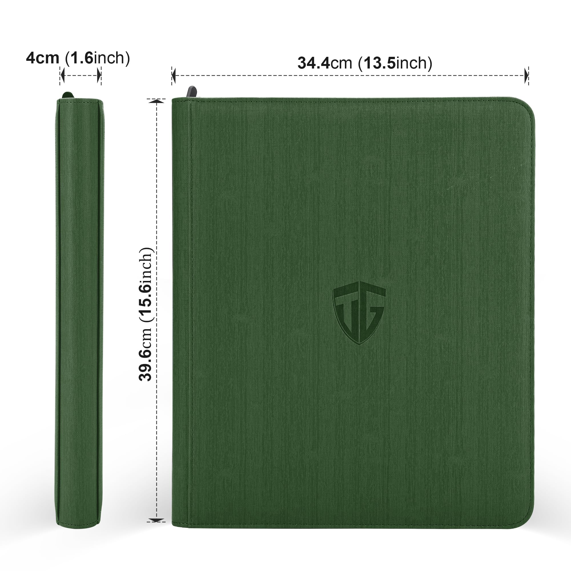 TCGUARD Toploader - Album di carte da collezione per 216 Toploader, 9 scomparti con custodia per scheda Rigid Toploader da 3" x 4", per TCG, carte MTG, album di carte collezionabili (verde scuro)