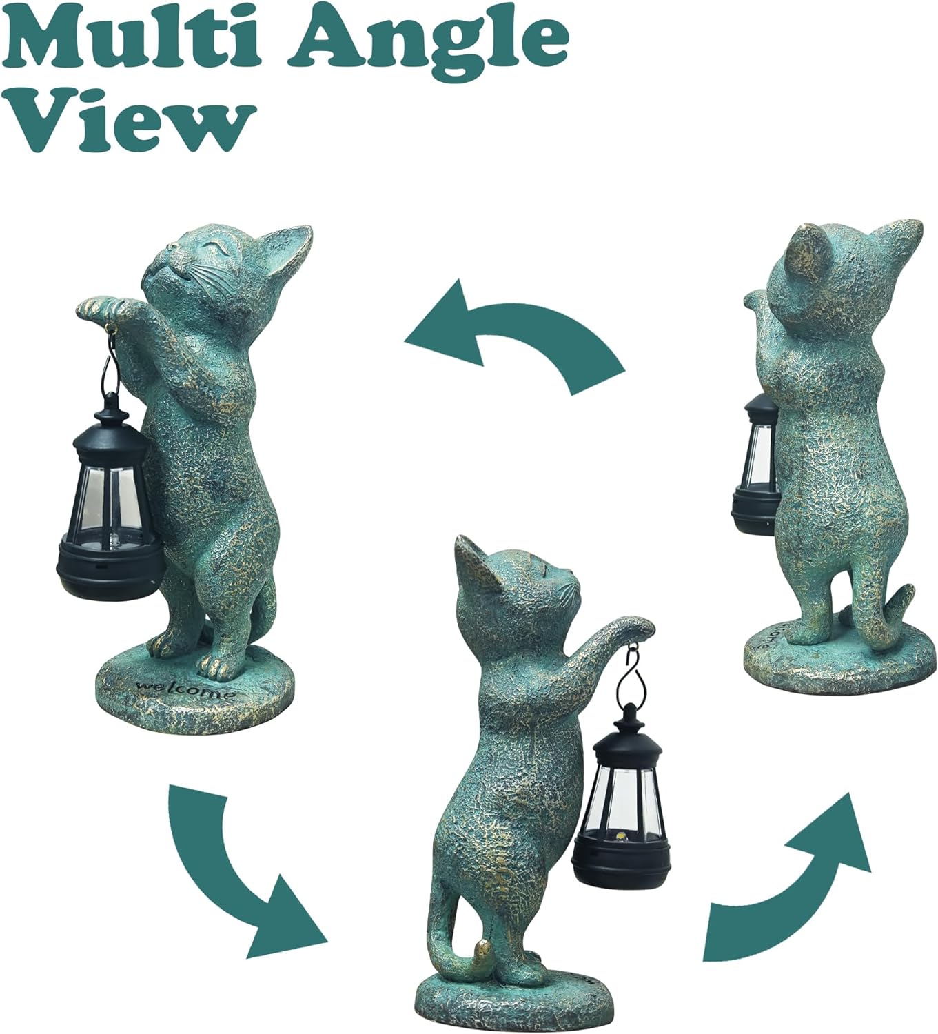 Outdoor Garden Cat Statues Decor - Birthday Gifts for Women Resin Cat Figurines with Solar Lantern for Yard Art Lawn Ornaments Porch Patio Balcony - Gifts for Grandma Mom Wife - Image 6