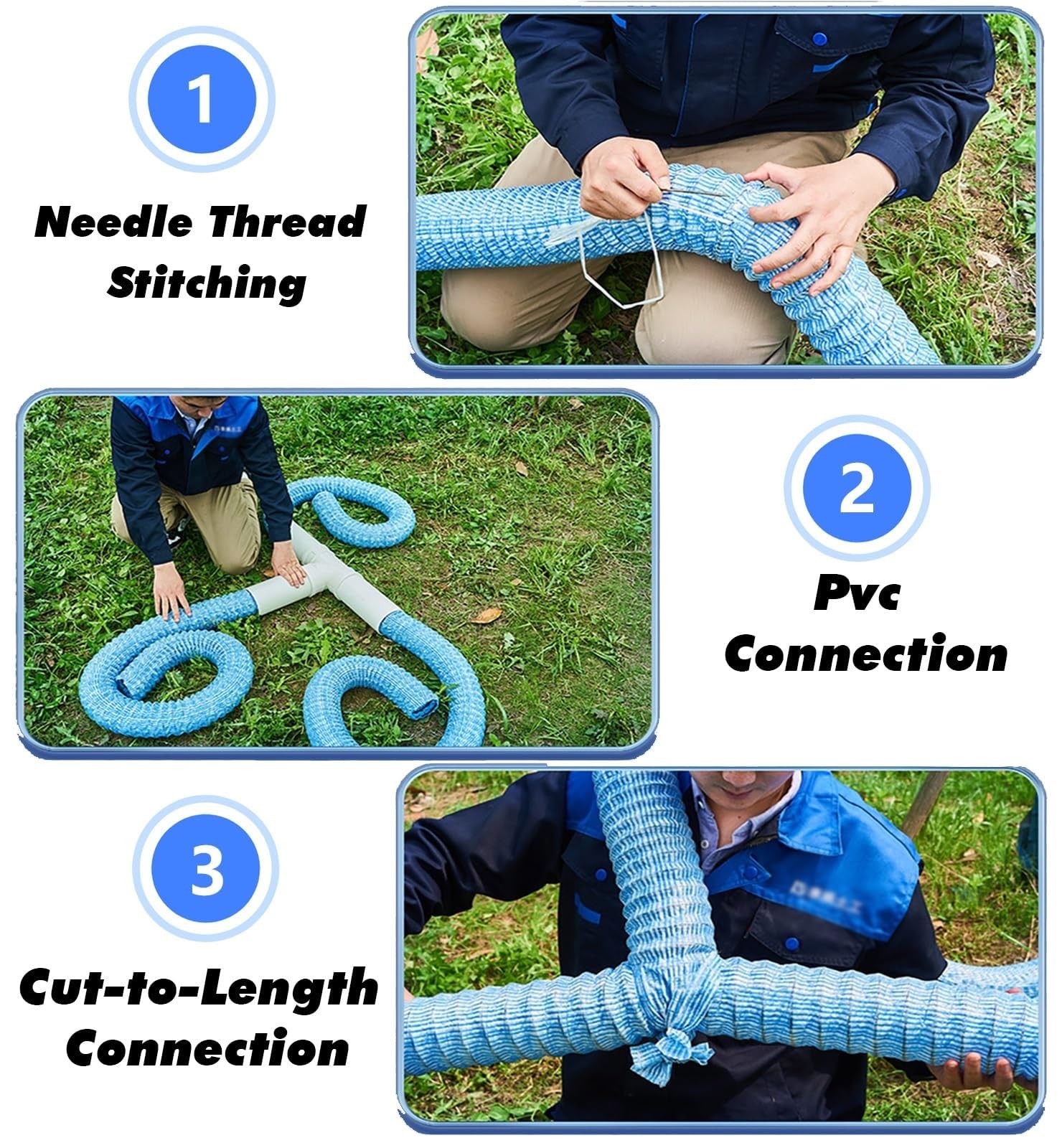 Tubo de drenaje permeable perforado, funda filtro no tejida, alambre acero espiral, flexible enterrado para patio, sótano, carretera, césped(Dia-15cm(5.9in),L110ft/33.5m)
