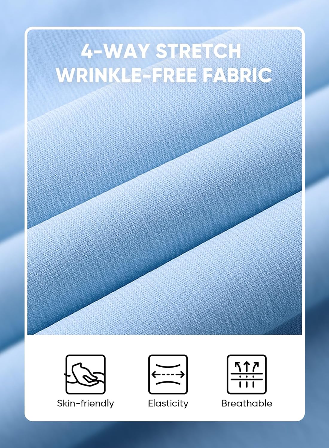 JMIERR Men's Muscle Fit Button Down Shirts Summer Casual Short Sleeve High Stretch Wrinkle-Free Shirt - Image 5