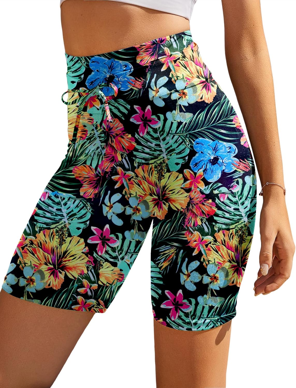 Ekouaer Women's Board Shorts High Waist Swim Shorts Beach Surf Swimwear Shorts S-4XL