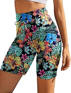 Ekouaer Women's Board Shorts High Waist Swim Shorts Beach Surf Swimwear Shorts S-4XL